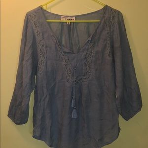 Blue textured blouse